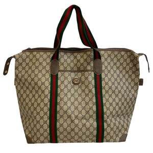 GUCCI 6211 Old Gucci GG Sherry Line Boston Bag Suitcase Brown